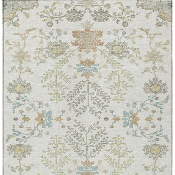 9 X 12 Ivory Beige Oriental Polyester Area Rug for Indoor Outdoor High Traffic Use