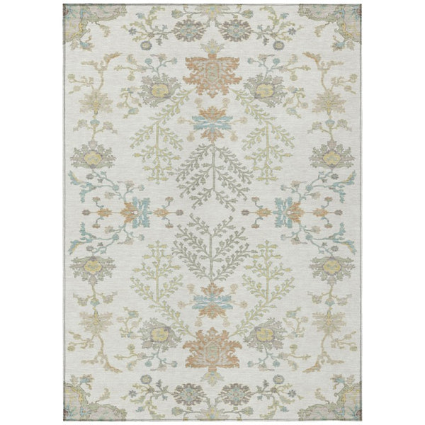 HomeRoots 10 X 14 Ivory Beige Oriental Polyester Area Rug Stain Resistant Indoor Outdoor 736143