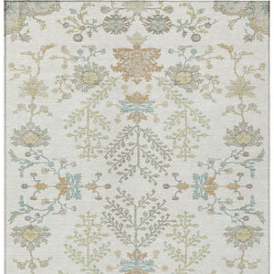 10 X 14 Ivory Beige Oriental Polyester Area Rug Stain Resistant Indoor Outdoor