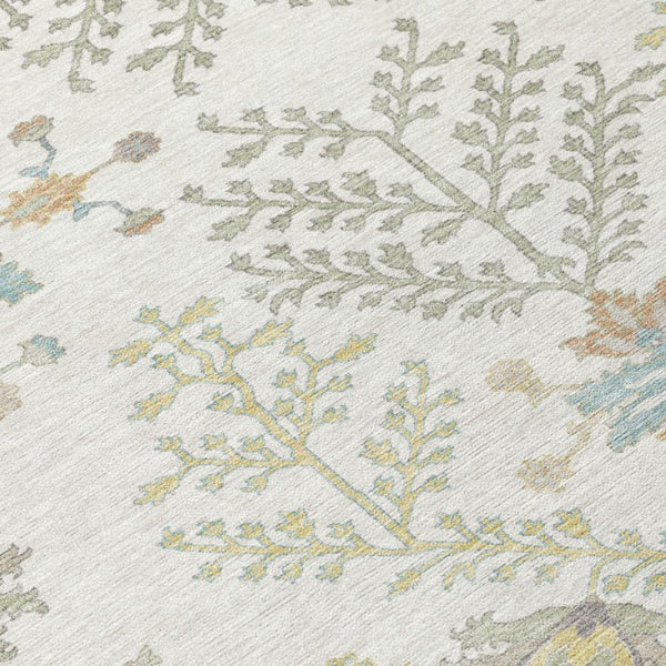 10 X 14 Ivory Beige Oriental Polyester Area Rug Stain Resistant Indoor Outdoor