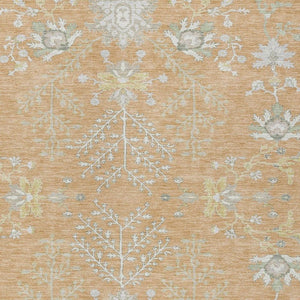 8x10 Peach Ivory Oriental Polyester Area Rug Stain Resistant for Patio or Living Room