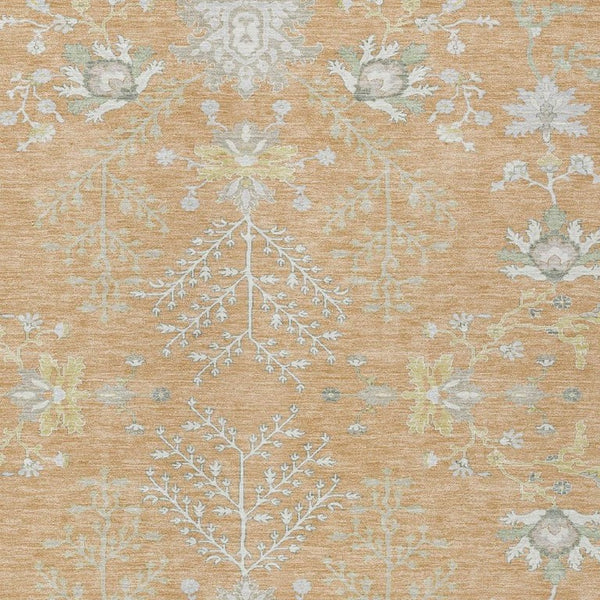 8x10 Peach Ivory Oriental Polyester Area Rug Stain Resistant for Patio or Living Room