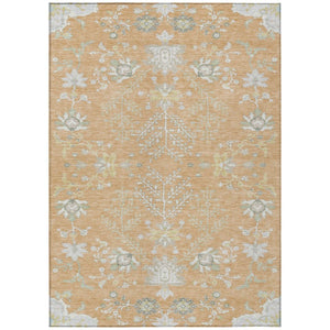 HomeRoots 9 X 12 Peach Ivory Oriental Polyester Area Rug for Indoor Outdoor Living Spaces 736148
