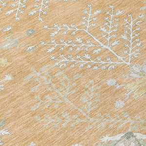 9 X 12 Peach Ivory Oriental Polyester Area Rug for Indoor Outdoor Living Spaces
