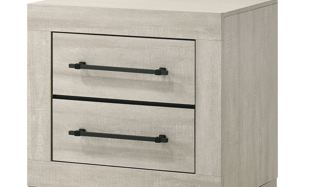 English Elm Light Gray Contemporary Nightstand Solid Rubberwood Dovetail Drawer Bedroom Storage B2741P431082