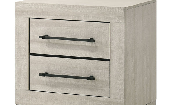 English Elm Light Gray Contemporary Nightstand Solid Rubberwood Dovetail Drawer Bedroom Storage B2741P431082
