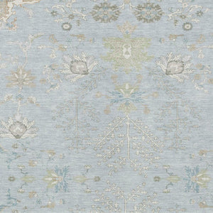 9x12 Sky Blue Ivory Oriental Polyester Area Rug Stain Resistant Indoor Outdoor