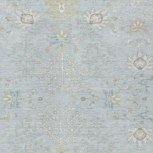 10 Ft X 14 Ft Oriental Polyester Area Rug Sky Blue Ivory Washable Indoor Outdoor