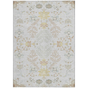 5 X 8 Gray Ivory Oriental Polyester Area Rug for Indoor Outdoor Use