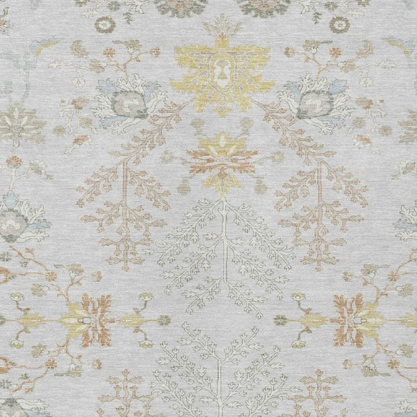 5 X 8 Gray Ivory Oriental Polyester Area Rug for Indoor Outdoor Use
