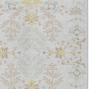 5 X 8 Gray Ivory Oriental Polyester Area Rug for Indoor Outdoor Use