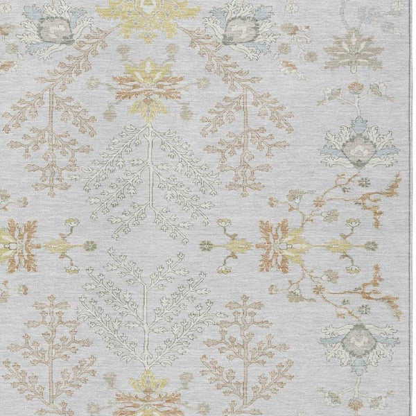 5 X 8 Gray Ivory Oriental Polyester Area Rug for Indoor Outdoor Use