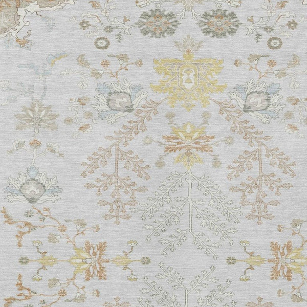 9 X 12 Gray Ivory Oriental Polyester Area Rug Stain Resistant Indoor Outdoor Use