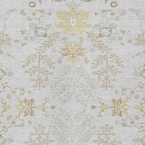 9 X 12 Gray Ivory Oriental Polyester Area Rug Stain Resistant Indoor Outdoor Use