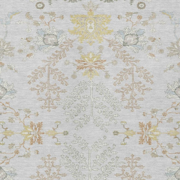 9 X 12 Gray Ivory Oriental Polyester Area Rug Stain Resistant Indoor Outdoor Use