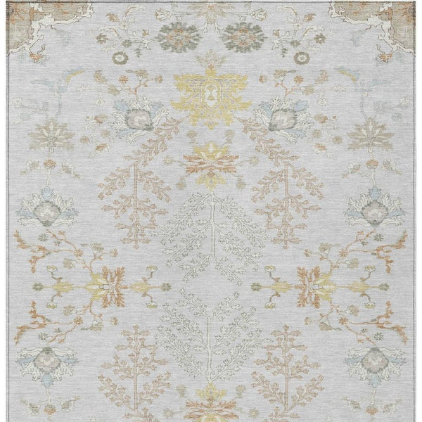 9 X 12 Gray Ivory Oriental Polyester Area Rug Stain Resistant Indoor Outdoor Use