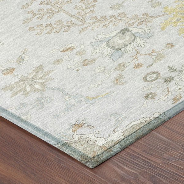 9 X 12 Gray Ivory Oriental Polyester Area Rug Stain Resistant Indoor Outdoor Use