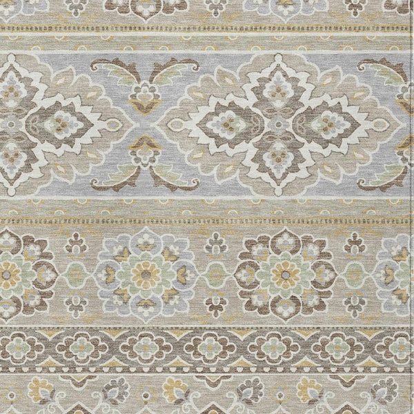 5 X 8 Beige Ivory Tribal Polyester Area Rug Stain Resistant for Patio or Living Room