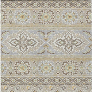 5 X 8 Beige Ivory Tribal Polyester Area Rug Stain Resistant for Patio or Living Room