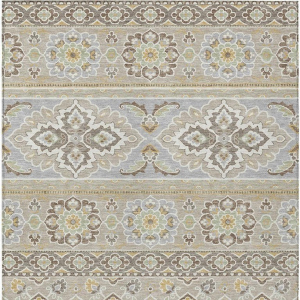 5 X 8 Beige Ivory Tribal Polyester Area Rug Stain Resistant for Patio or Living Room