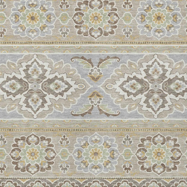 5 X 8 Beige Ivory Tribal Polyester Area Rug Stain Resistant for Patio or Living Room