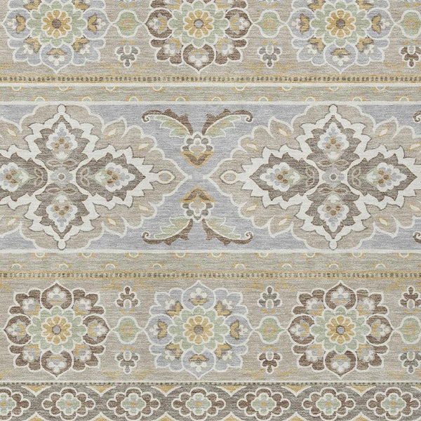 9 X 12 Beige Ivory Tribal Polyester Area Rug Stain Resistant for Patio or Living Room