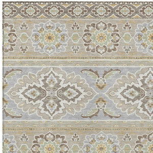 9 X 12 Beige Ivory Tribal Polyester Area Rug Stain Resistant for Patio or Living Room