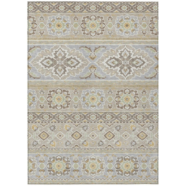 HomeRoots 10 X 14 Tribal Beige Ivory Polyester Area Rug Stain Resistant for Indoor Outdoor Use 736173