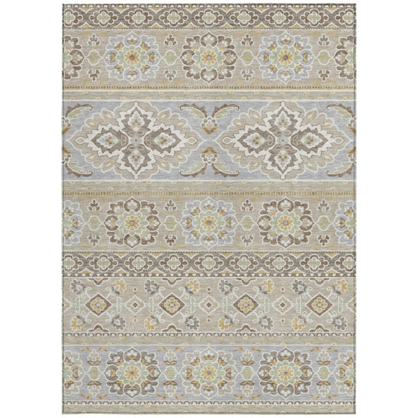 10 X 14 Tribal Beige Ivory Polyester Area Rug Stain Resistant for Indoor Outdoor Use