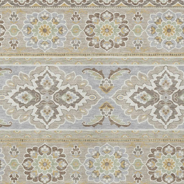 10 X 14 Tribal Beige Ivory Polyester Area Rug Stain Resistant for Indoor Outdoor Use