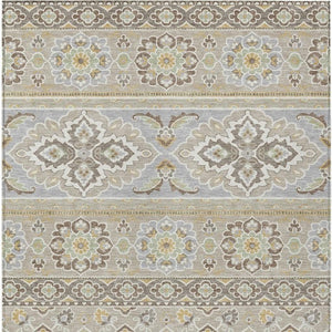 10 X 14 Tribal Beige Ivory Polyester Area Rug Stain Resistant for Indoor Outdoor Use