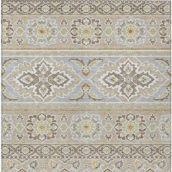 10 X 14 Tribal Beige Ivory Polyester Area Rug Stain Resistant for Indoor Outdoor Use