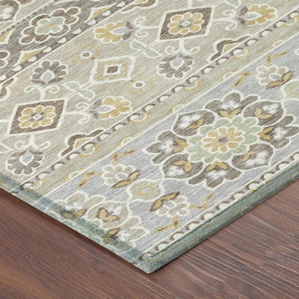 10 X 14 Tribal Beige Ivory Polyester Area Rug Stain Resistant for Indoor Outdoor Use