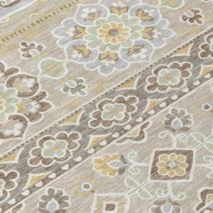 10 X 14 Tribal Beige Ivory Polyester Area Rug Stain Resistant for Indoor Outdoor Use