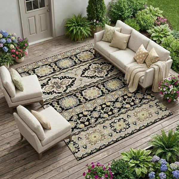 8 X 10 Tribal Polyester Area Rug Stain Resistant Washable for Indoor Outdoor Use
