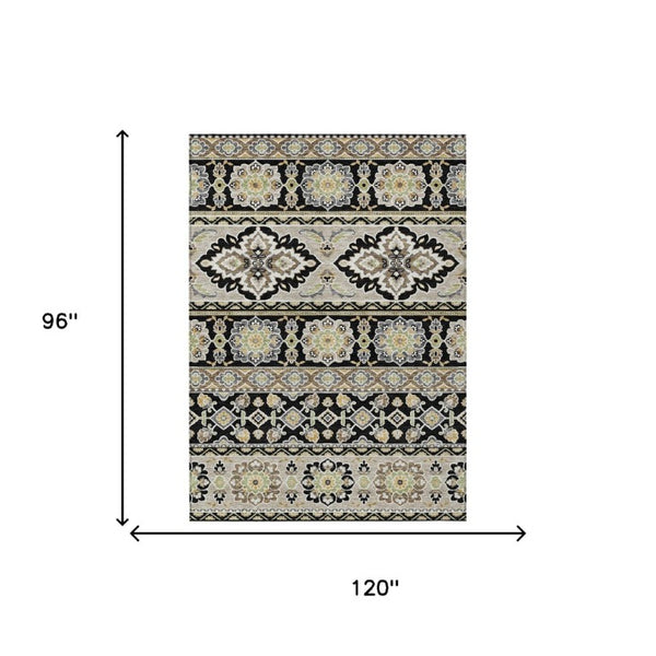 8 X 10 Tribal Polyester Area Rug Stain Resistant Washable for Indoor Outdoor Use