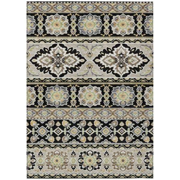 HomeRoots 9 X 12 Tribal Polyester Area Rug Washable Stain Resistant Indoor Outdoor Use 736178