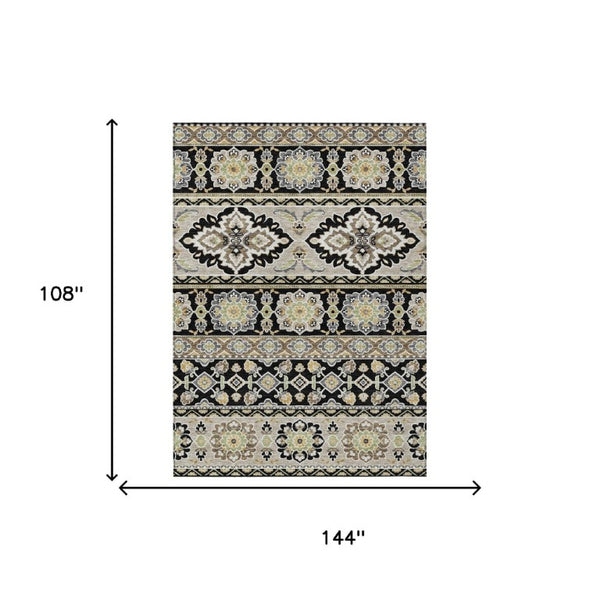 9 X 12 Tribal Polyester Area Rug Washable Stain Resistant Indoor Outdoor Use