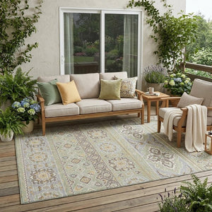 5 X 8 Tribal Geometric Polyester Area Rug Washable Stain Resistant Indoor Outdoor Use