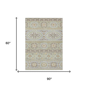 5 X 8 Tribal Geometric Polyester Area Rug Washable Stain Resistant Indoor Outdoor Use