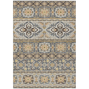 HomeRoots 5x8 Tribal Geometric Polyester Indoor Outdoor Rug Stain Resistant for Patio or Living Room 736187