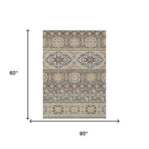 5x8 Tribal Geometric Polyester Indoor Outdoor Rug Stain Resistant for Patio or Living Room