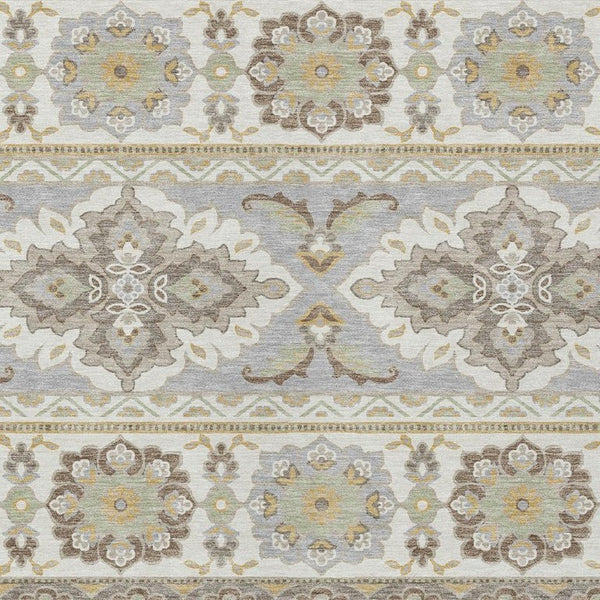 9 X 12 Ivory Silver Tribal Polyester Area Rug Stain Resistant Indoor Outdoor Use