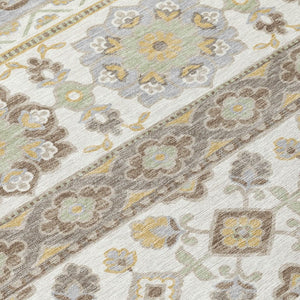 9 X 12 Ivory Silver Tribal Polyester Area Rug Stain Resistant Indoor Outdoor Use
