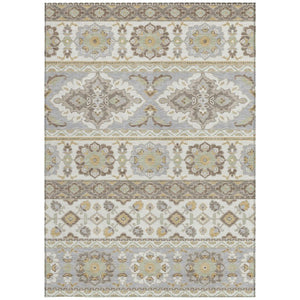 10 X 14 Ivory Silver Tribal Polyester Area Rug Stain Resistant Indoor Outdoor