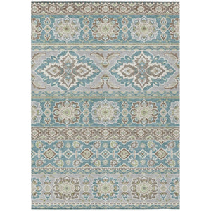 HomeRoots 8 X 10 Teal Green Tribal Polyester Area Rug Washable Stain Resistant Indoor Outdoor 736207