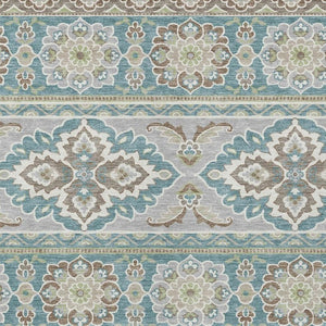 8 X 10 Teal Green Tribal Polyester Area Rug Washable Stain Resistant Indoor Outdoor