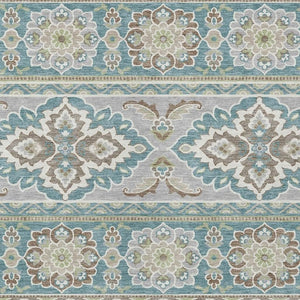 8 X 10 Teal Green Tribal Polyester Area Rug Washable Stain Resistant Indoor Outdoor
