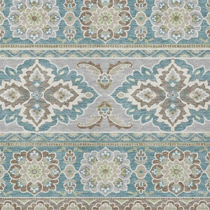 9 X 12 Teal Green Tribal Polyester Area Rug Stain Resistant for Patio or Living Room