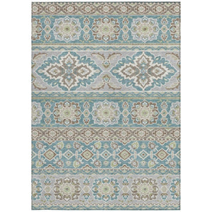 10 X 14 Tribal Teal Polyester Area Rug Washable Stain Resistant Indoor Outdoor